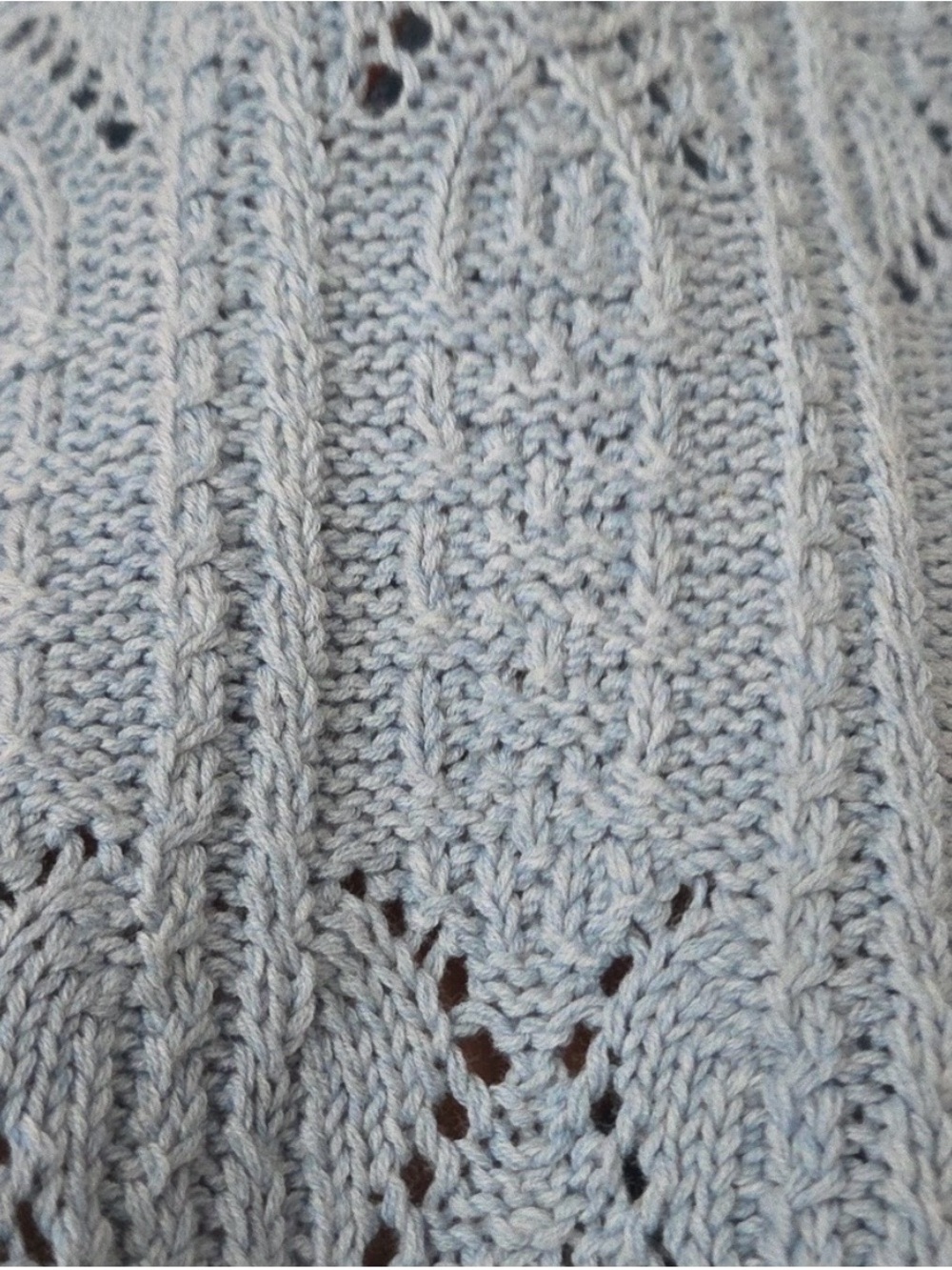 Mango Sky Blue Cable Knit Scoop Neck Sweater